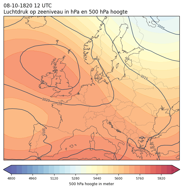Weerkaart van 8 oktober 1820 om 12 UTC