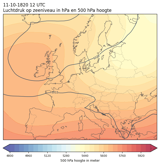 Weerkaart van 11 oktober 1820 om 12 UTC