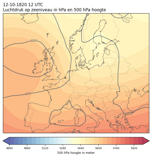 Weerkaart van 12 oktober 1820 om 12 UTC