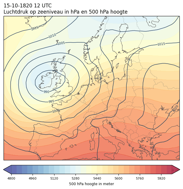 Weerkaart van 15 oktober 1820 om 12 UTC