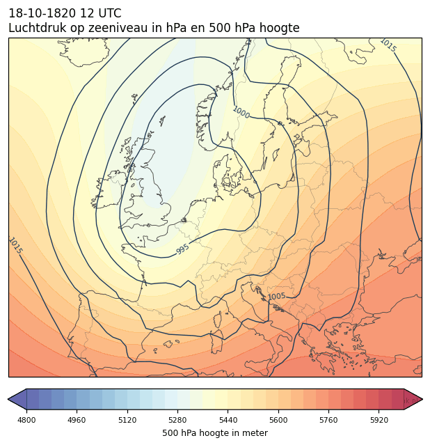 Weerkaart van 18 oktober 1820 om 12 UTC