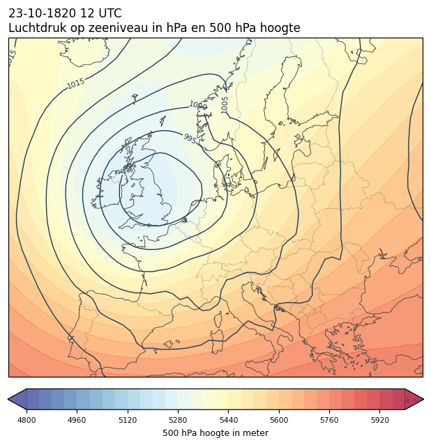 Weerkaart van 23 oktober 1820 om 12 UTC