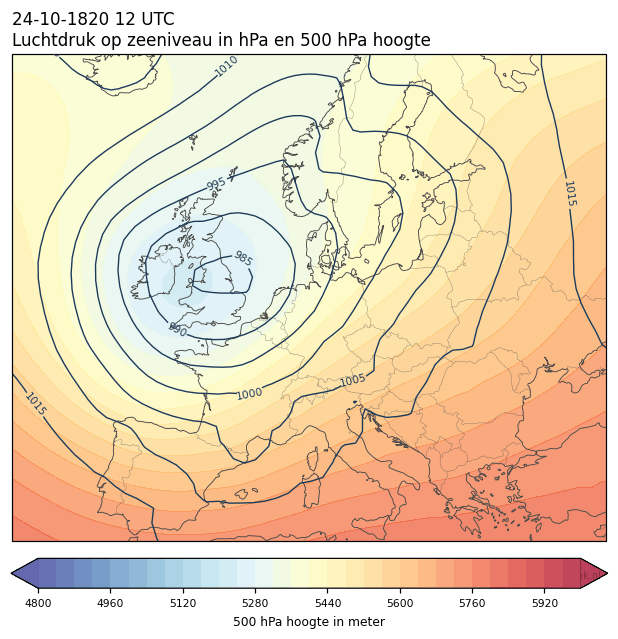 Weerkaart van 24 oktober 1820 om 12 UTC