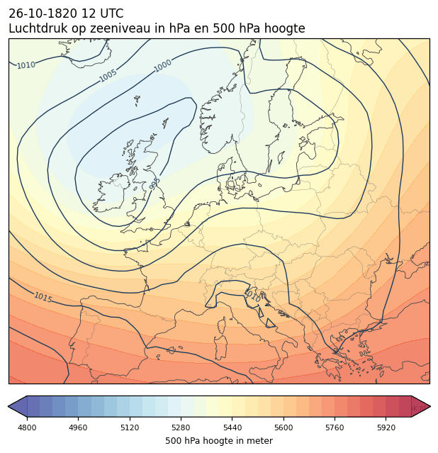 Weerkaart van 26 oktober 1820 om 12 UTC
