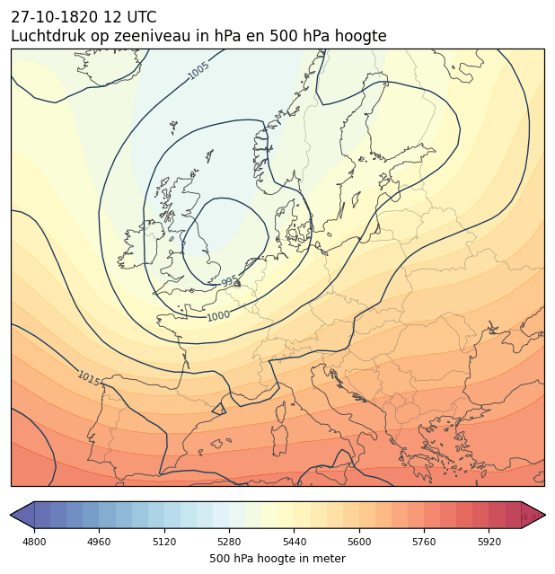 Weerkaart van 27 oktober 1820 om 12 UTC