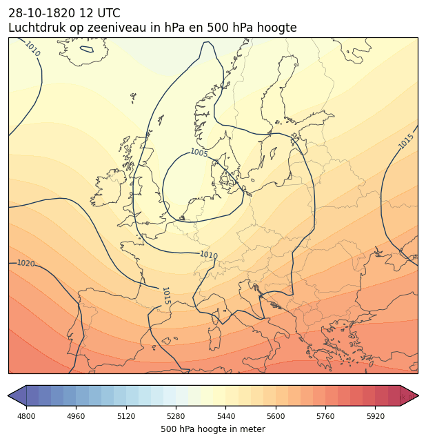 Weerkaart van 28 oktober 1820 om 12 UTC