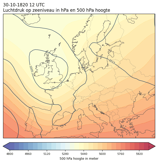 Weerkaart van 30 oktober 1820 om 12 UTC