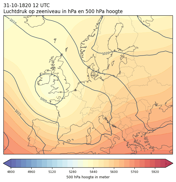 Weerkaart van 31 oktober 1820 om 12 UTC