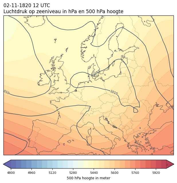 Weerkaart van 2 november 1820 om 12 UTC