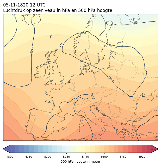 Weerkaart van 5 november 1820 om 12 UTC