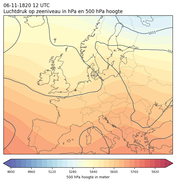 Weerkaart van 6 november 1820 om 12 UTC