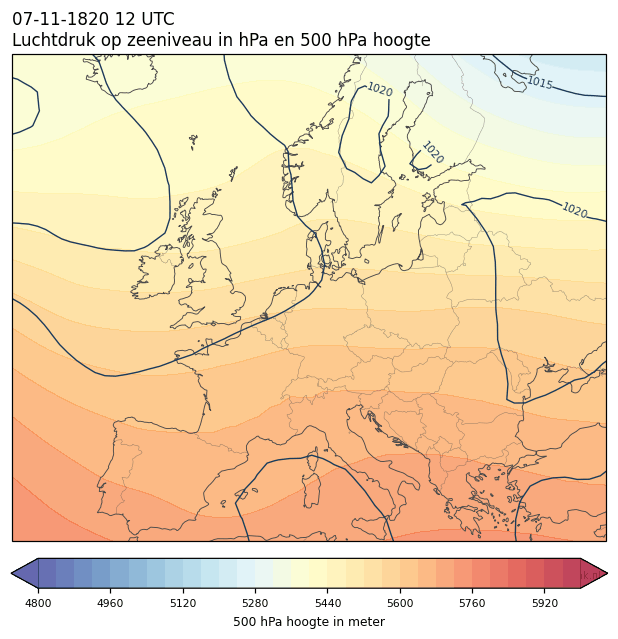 Weerkaart van 7 november 1820 om 12 UTC