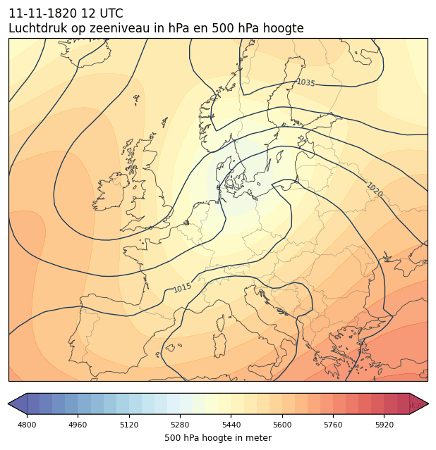Weerkaart van 11 november 1820 om 12 UTC