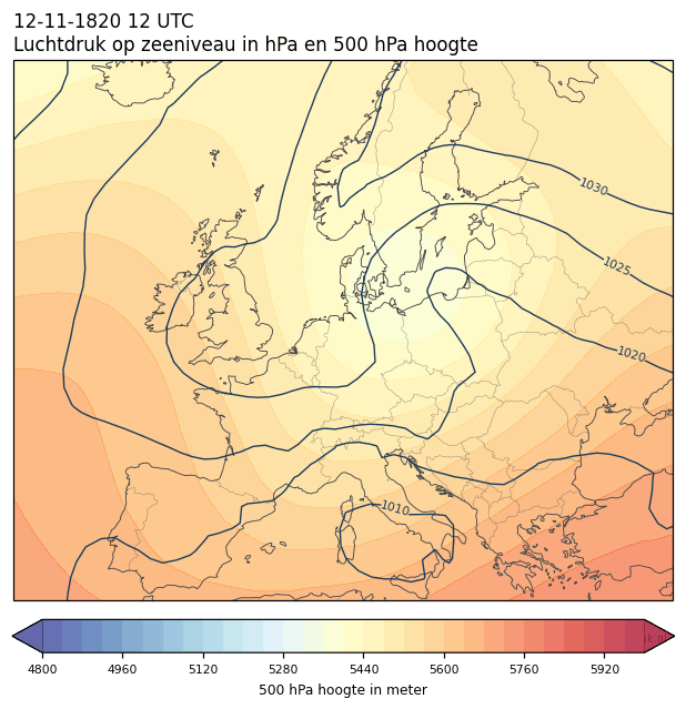 Weerkaart van 12 november 1820 om 12 UTC
