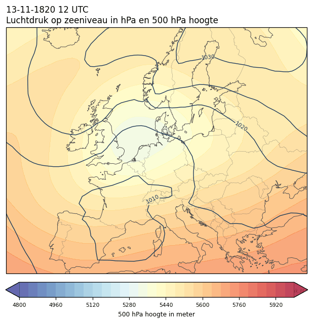 Weerkaart van 13 november 1820 om 12 UTC