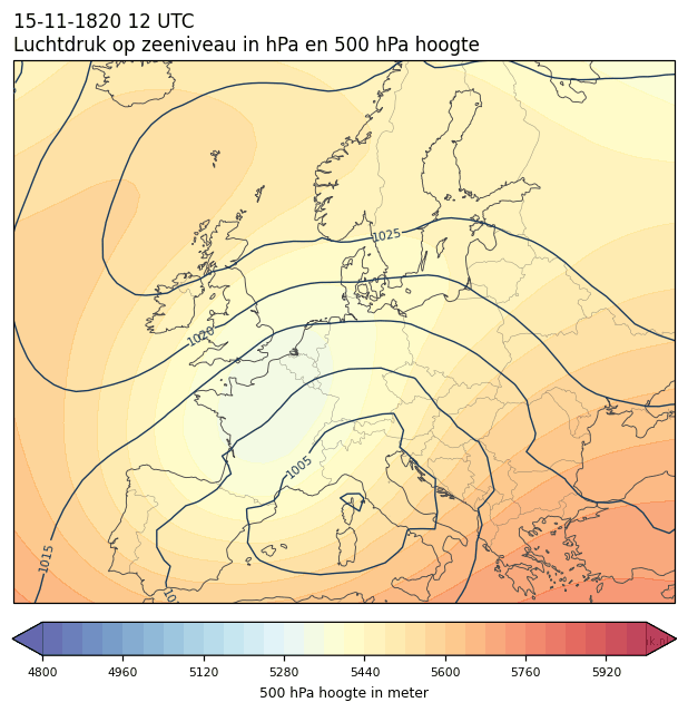 Weerkaart van 15 november 1820 om 12 UTC