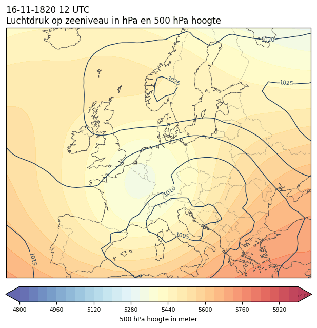 Weerkaart van 16 november 1820 om 12 UTC