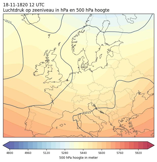 Weerkaart van 18 november 1820 om 12 UTC
