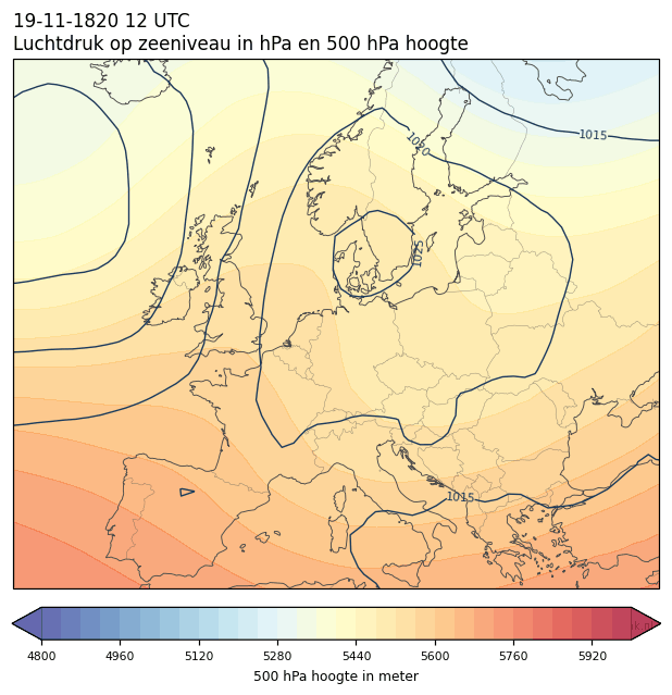 Weerkaart van 19 november 1820 om 12 UTC