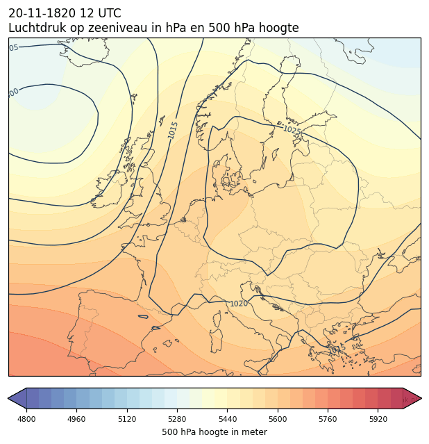Weerkaart van 20 november 1820 om 12 UTC