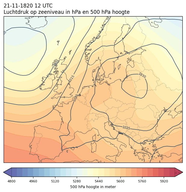 Weerkaart van 21 november 1820 om 12 UTC