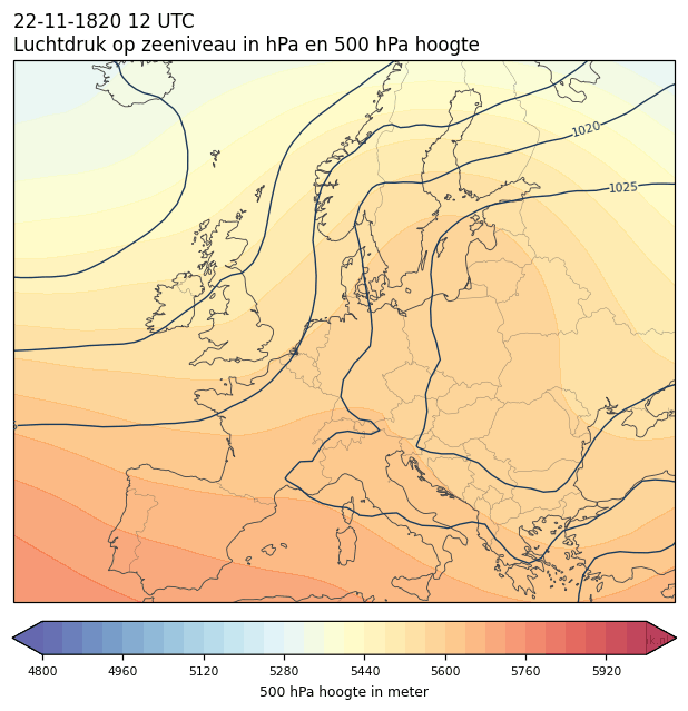 Weerkaart van 22 november 1820 om 12 UTC