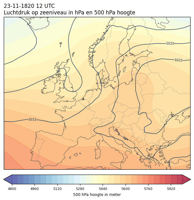 Weerkaart van 23 november 1820 om 12 UTC