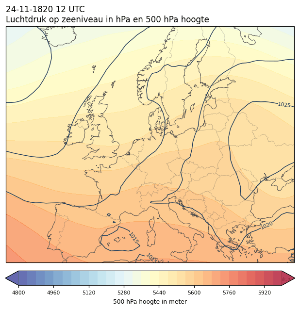 Weerkaart van 24 november 1820 om 12 UTC