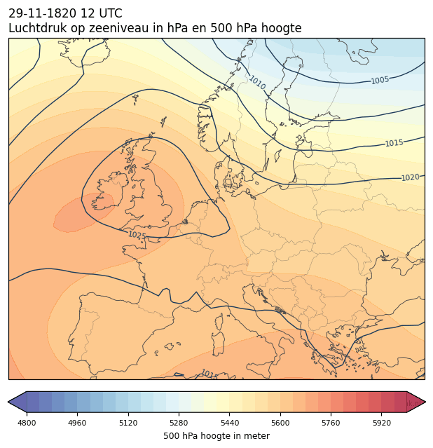 Weerkaart van 29 november 1820 om 12 UTC