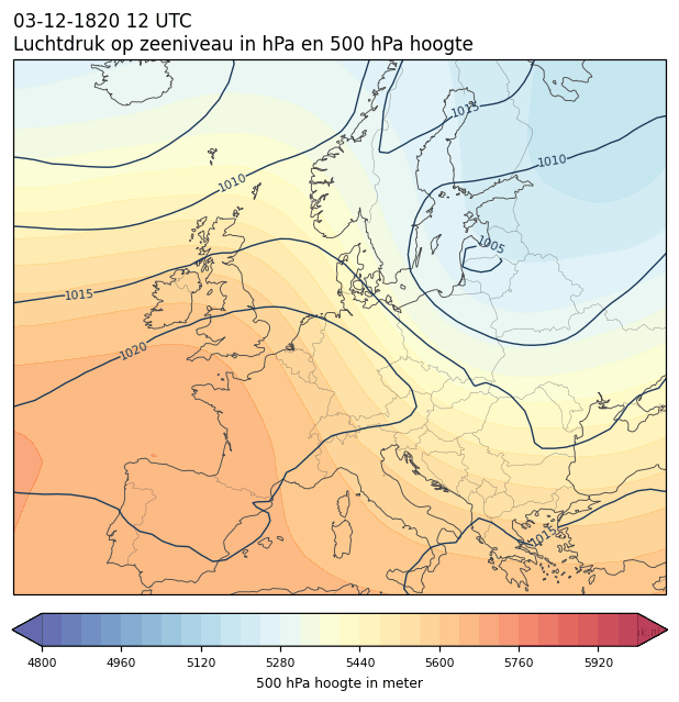 Weerkaart van 3 december 1820 om 12 UTC
