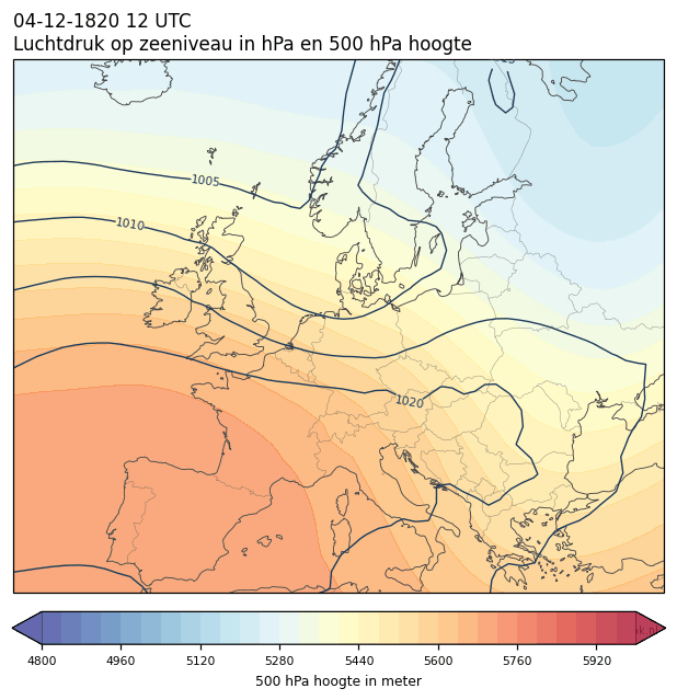 Weerkaart van 4 december 1820 om 12 UTC