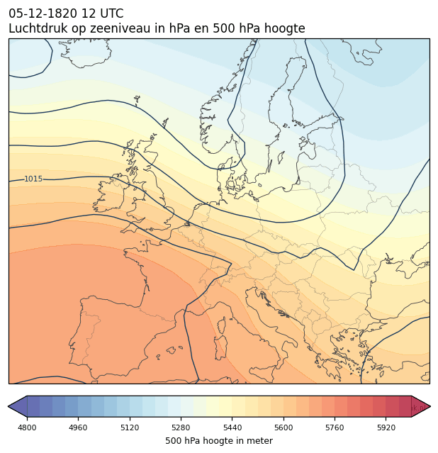 Weerkaart van 5 december 1820 om 12 UTC