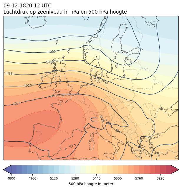 Weerkaart van 9 december 1820 om 12 UTC