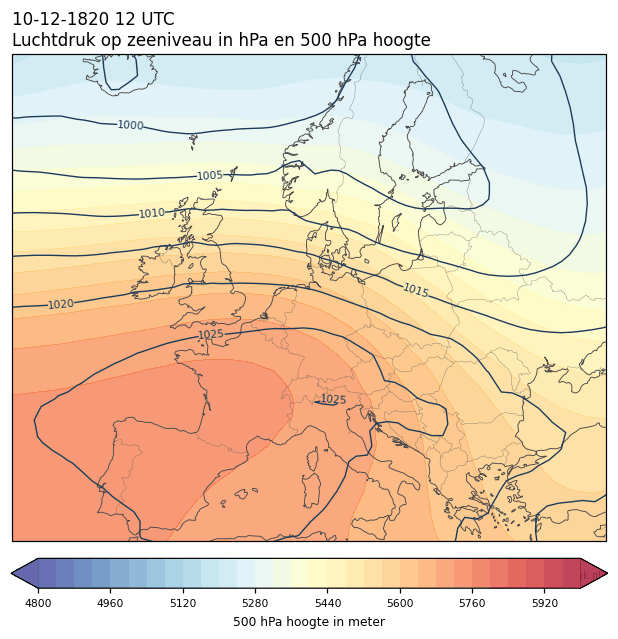 Weerkaart van 10 december 1820 om 12 UTC