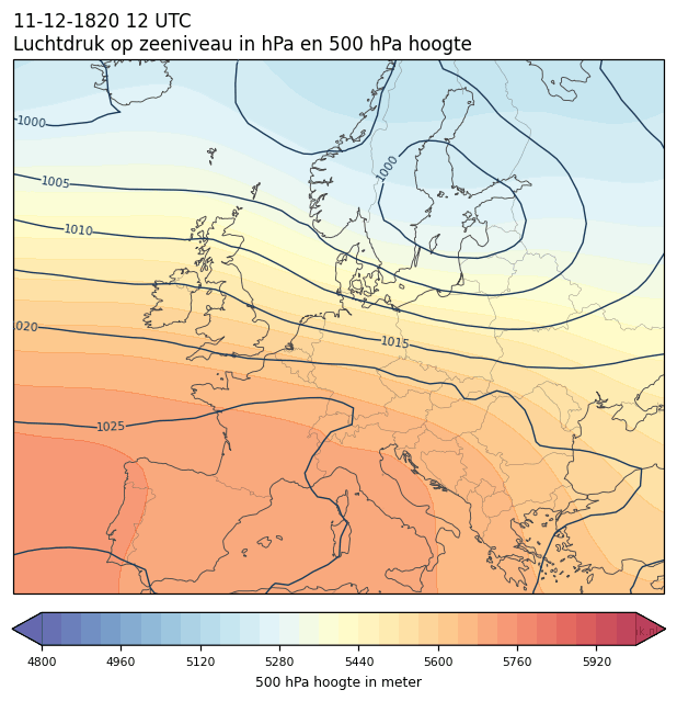 Weerkaart van 11 december 1820 om 12 UTC