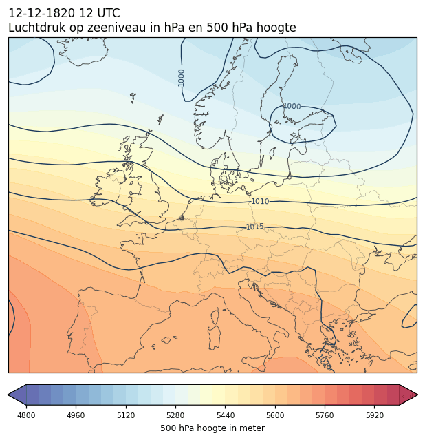 Weerkaart van 12 december 1820 om 12 UTC