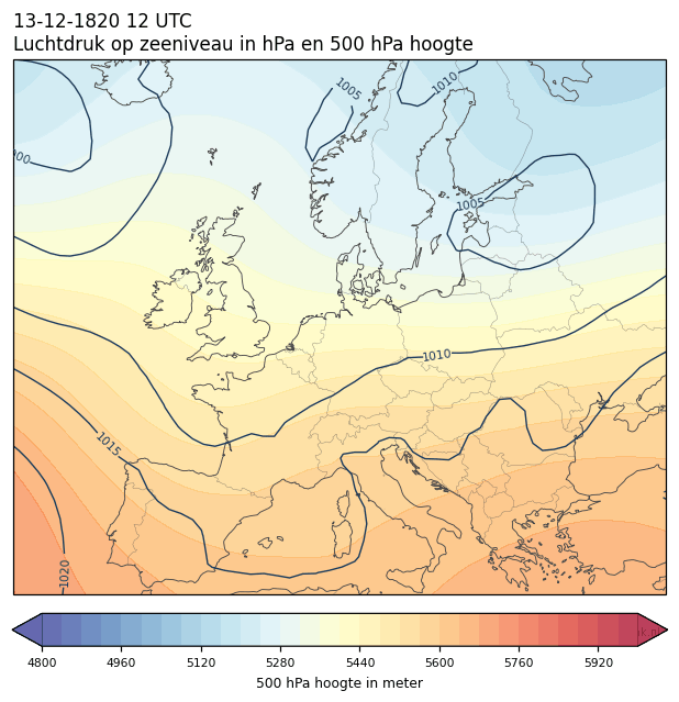 Weerkaart van 13 december 1820 om 12 UTC
