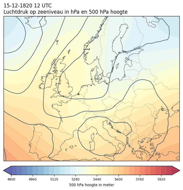 Weerkaart van 15 december 1820 om 12 UTC