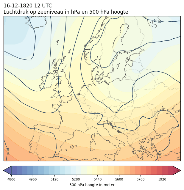 Weerkaart van 16 december 1820 om 12 UTC