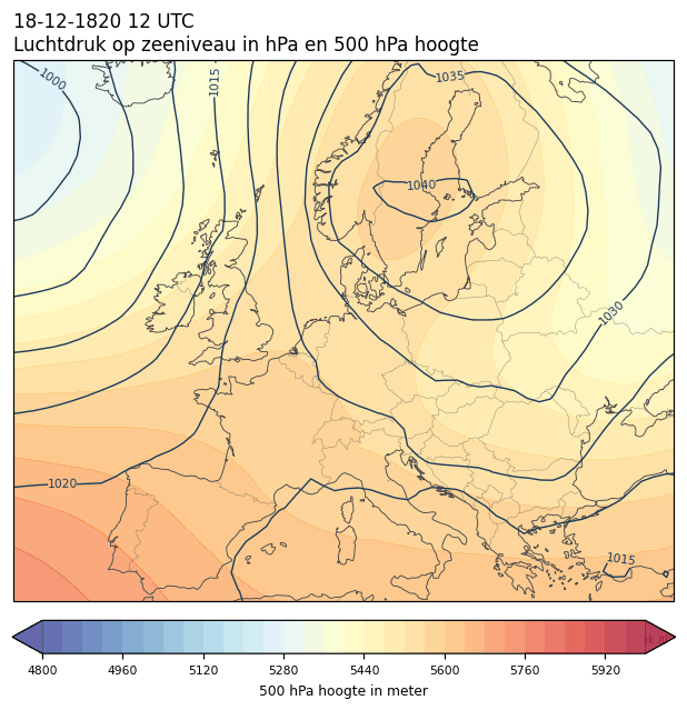 Weerkaart van 18 december 1820 om 12 UTC