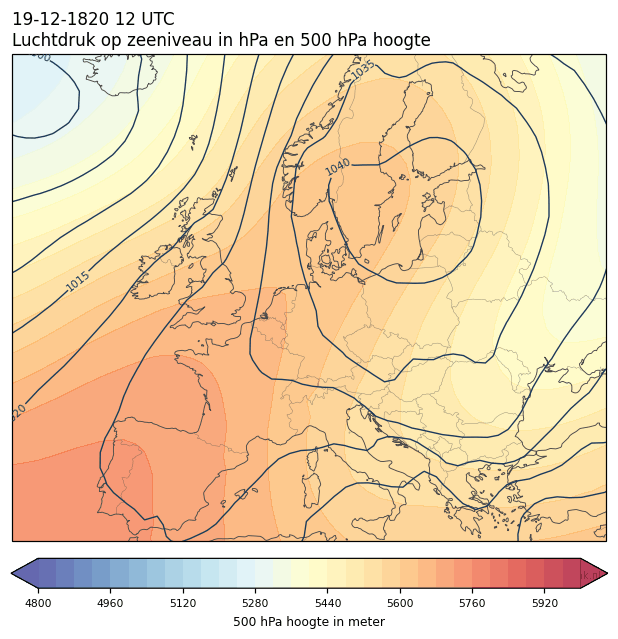 Weerkaart van 19 december 1820 om 12 UTC