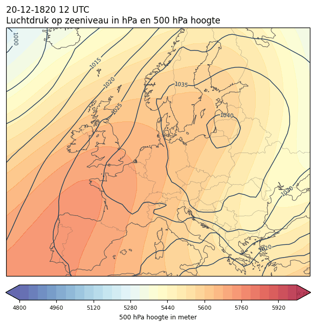 Weerkaart van 20 december 1820 om 12 UTC