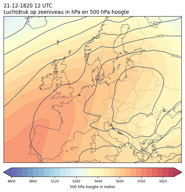 Weerkaart van 21 december 1820 om 12 UTC