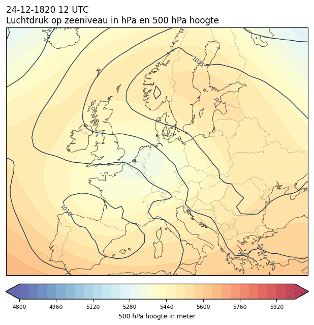 Weerkaart van 24 december 1820 om 12 UTC