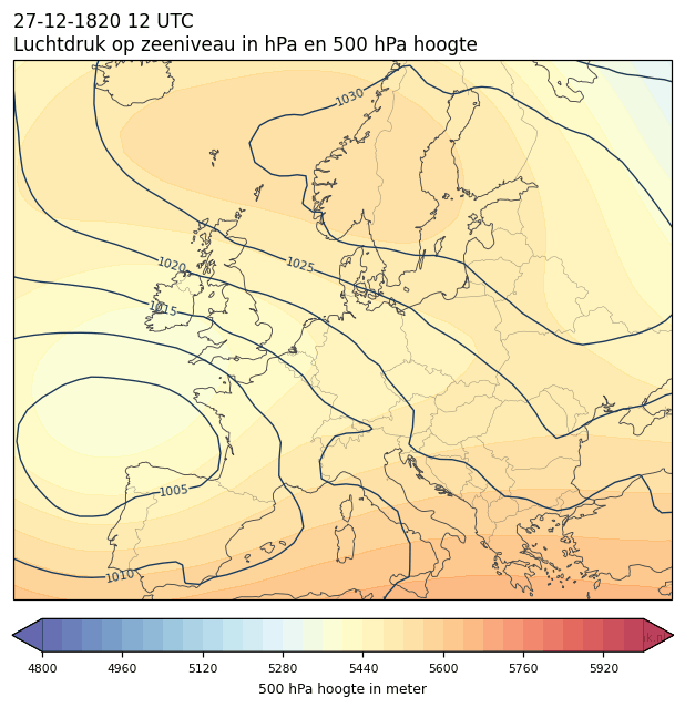 Weerkaart van 27 december 1820 om 12 UTC