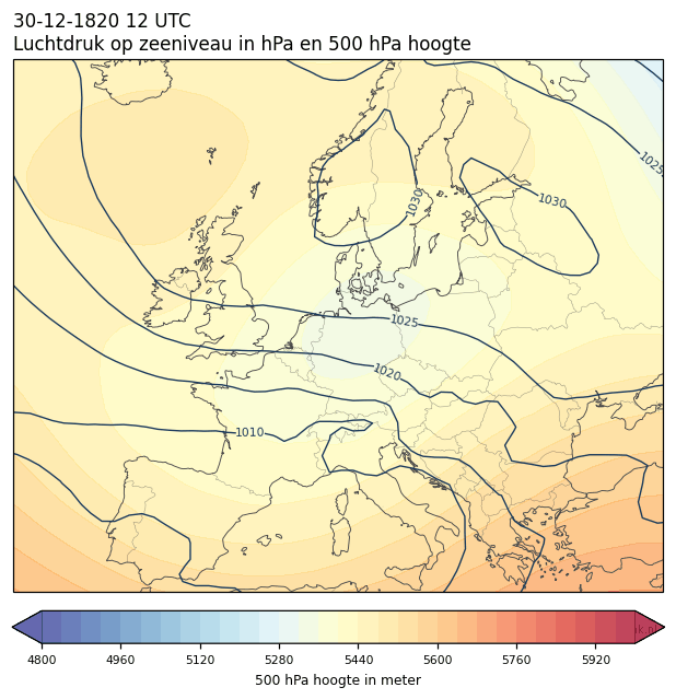 Weerkaart van 30 december 1820 om 12 UTC