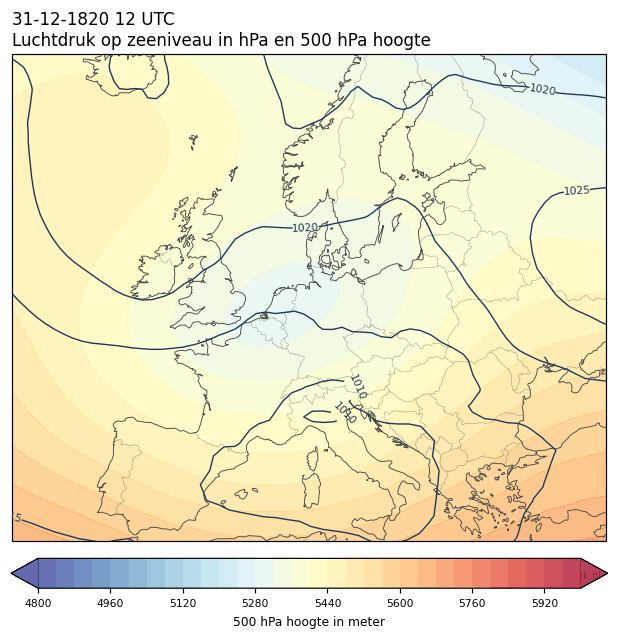 Weerkaart van 31 december 1820 om 12 UTC