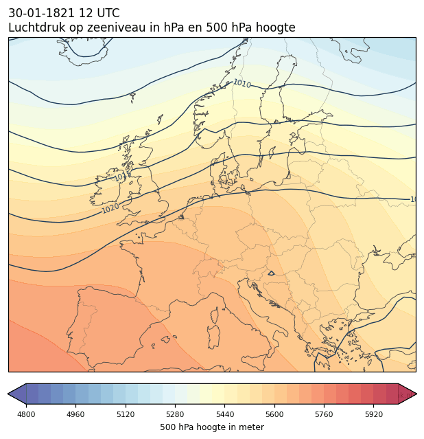 Weerkaart van 30 januari 1821 om 12 UTC