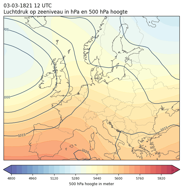Weerkaart van 3 maart 1821 om 12 UTC