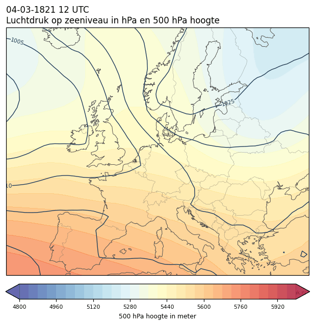 Weerkaart van 4 maart 1821 om 12 UTC